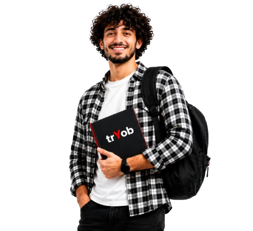 Young person holding a trYob book